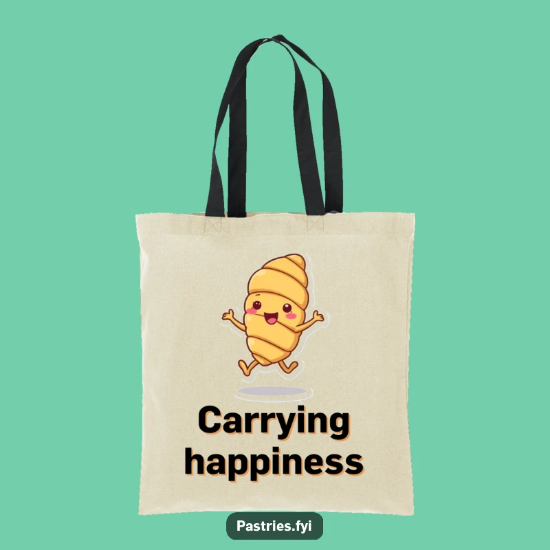 Funny Croissant Hop Tote Bag: Cheerful Pastry, Joyful Hop, Ideal Gift