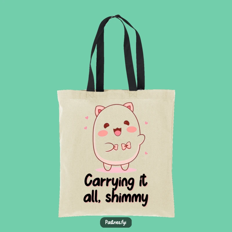 Funny Mochi Shimmy Tote Bag: Cute Bowtie Character, Practical Funny Gift