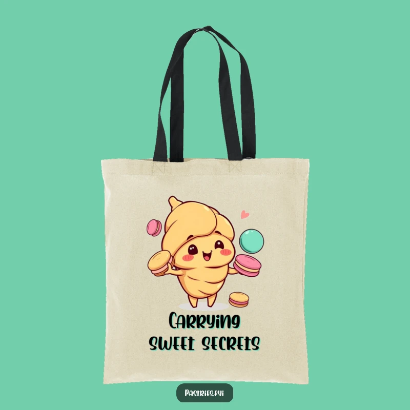 Funny Croissant Juggling Macarons Tote Bag: Carry Your Laughs in Style