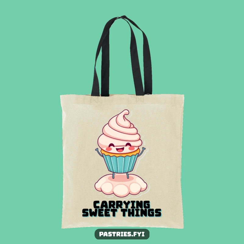 Funny Cupcake Tote Bag: Happy Bouncing Character for Sweet Errands