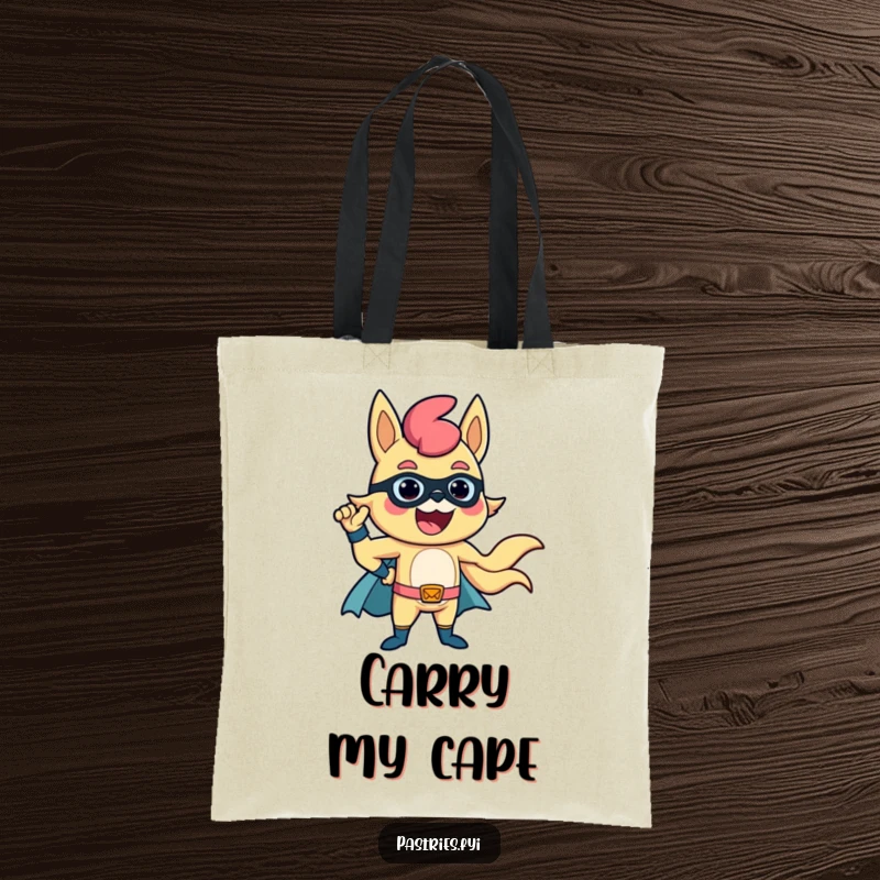 Funny Churro Tote Bag: A delighted churro stands tall in a heroic superhero pose, ready to save the day.
