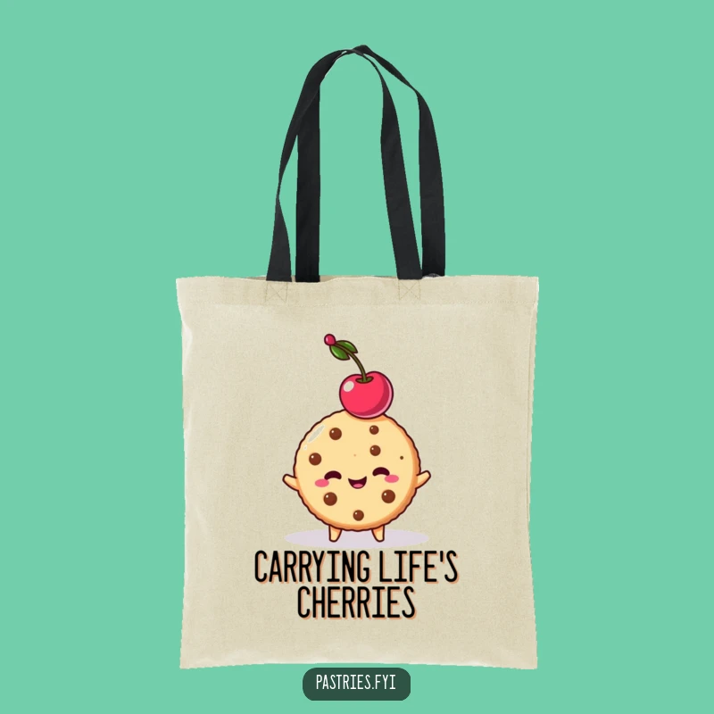 Funny Cookie Cherry Balancing Tote Bag - Chic Comedic Dessert Accessory