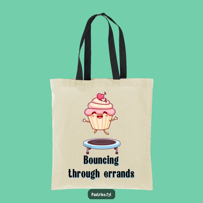 Funny Cupcake Trampoline Tote Bag: Stylish Character Jumping, Carry Your Humor