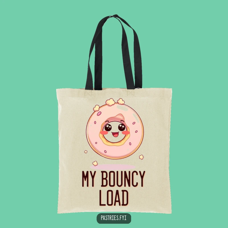 Funny Donut Hole Popcorn Tote Bag: Giggling Character Bouncing, Ideal Gift