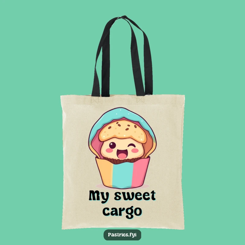 Funny Muffin Tote Bag: Excited Character Peeking, Funny Gift for Errands