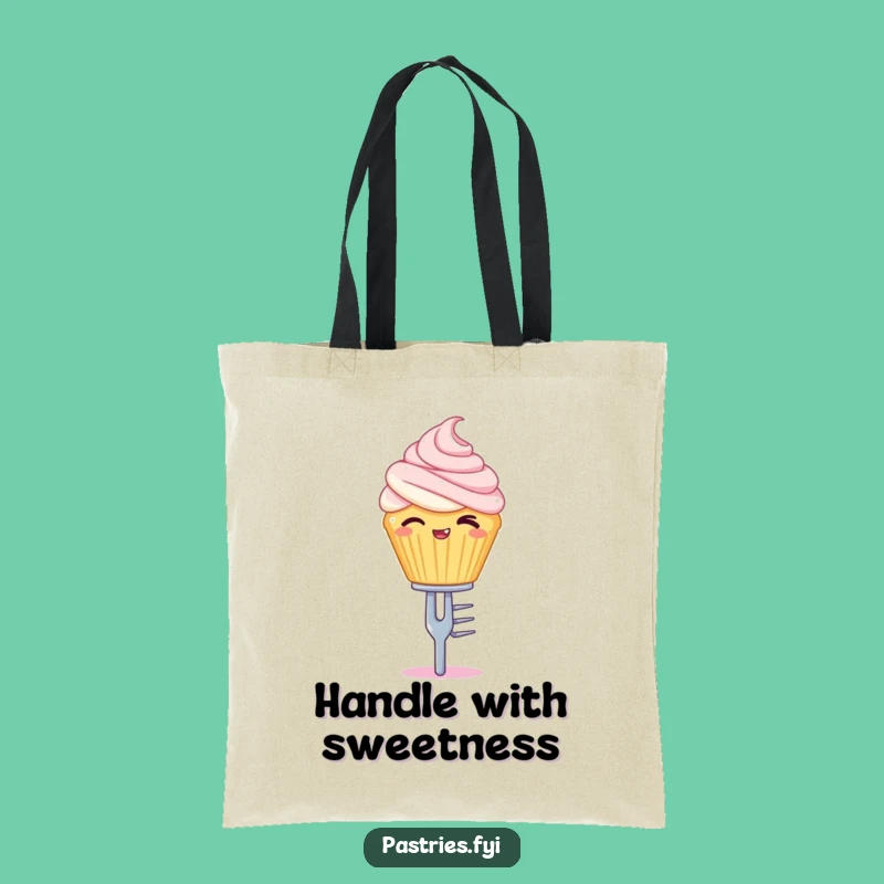 Funny Cupcake Tote Bag: Winking Treat Carried with Flair on a Tiny Fork