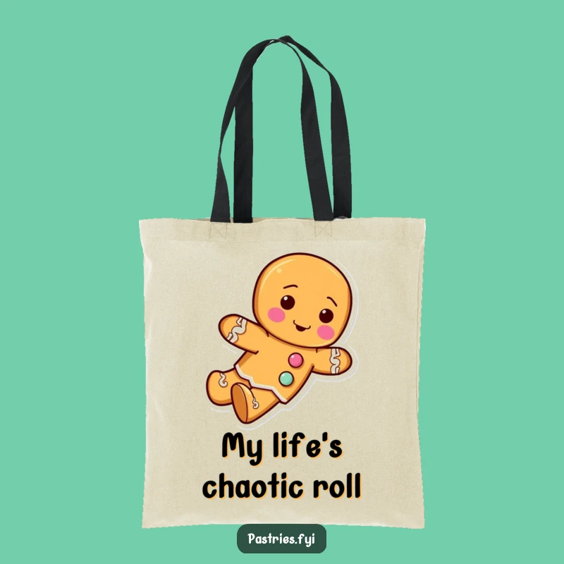 Funny Rolling Gingerbread Man Tote Bag - Carry Your Holiday Cheer